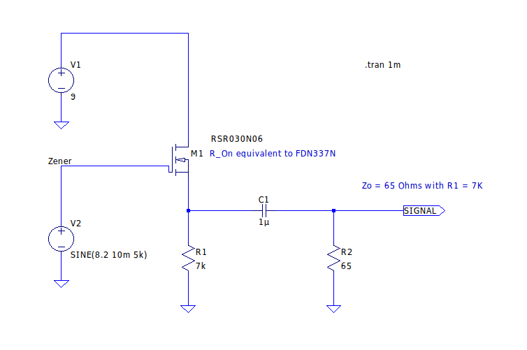 Spice analysis schematic of REALLYREALLYRANDOM's Type 3 Mata Hari Cryptography kit's entropy source.