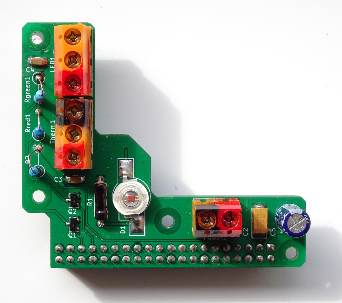 I/O board for wire connections to the Null Gamma RPi.