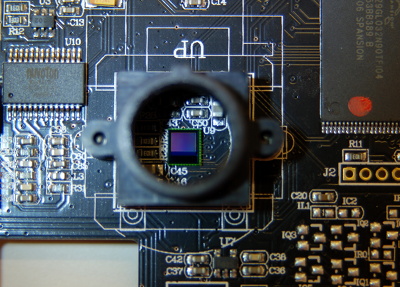 Exposed CMOS image sensor used inside the Photonic Instrument.